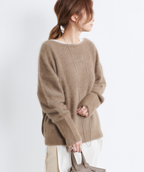 DouDou（ドゥドゥ）の「【再入荷】フェレット切替プルオーバー（ニット/セーター・レディース・ライトグレー/ダークブラウン/モカ/バイオレット・FREE）」の15枚目の写真