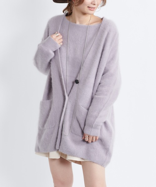 DouDou（ドゥドゥ）の「【再入荷】フェレット切替プルオーバー（ニット/セーター・レディース・ライトグレー/ダークブラウン/モカ/バイオレット・FREE）」の17枚目の写真