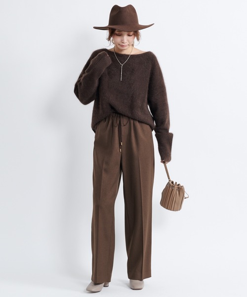 DouDou（ドゥドゥ）の「【再入荷】フェレット切替プルオーバー（ニット/セーター・レディース・ライトグレー/ダークブラウン/モカ/バイオレット・FREE）」の22枚目の写真