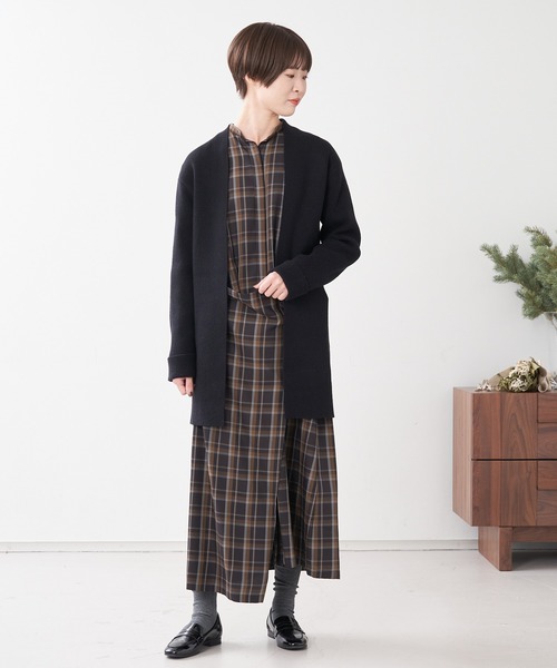 collex（コレックス）の「リブニットロングカーディガン（カーディガン/ボレロ・レディース・ブラック/ベージュ・フリー）」の6枚目の写真