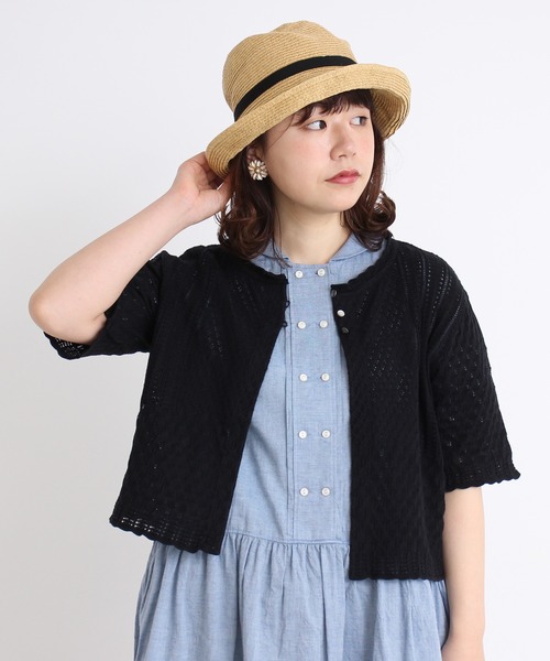 chambre de charme（シャンブルドゥシャーム）の「cdc ギリシャ綿　5分袖カーディガン（カーディガン/ボレロ・レディース・キナリ/ブラック・FREE）」の2枚目の写真