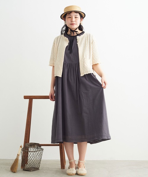 chambre de charme（シャンブルドゥシャーム）の「cdc ギリシャ綿　5分袖カーディガン（カーディガン/ボレロ・レディース・キナリ/ブラック・FREE）」の18枚目の写真