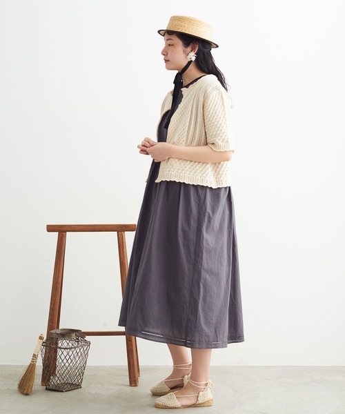 chambre de charme（シャンブルドゥシャーム）の「cdc ギリシャ綿　5分袖カーディガン（カーディガン/ボレロ・レディース・キナリ/ブラック・FREE）」の3枚目の写真