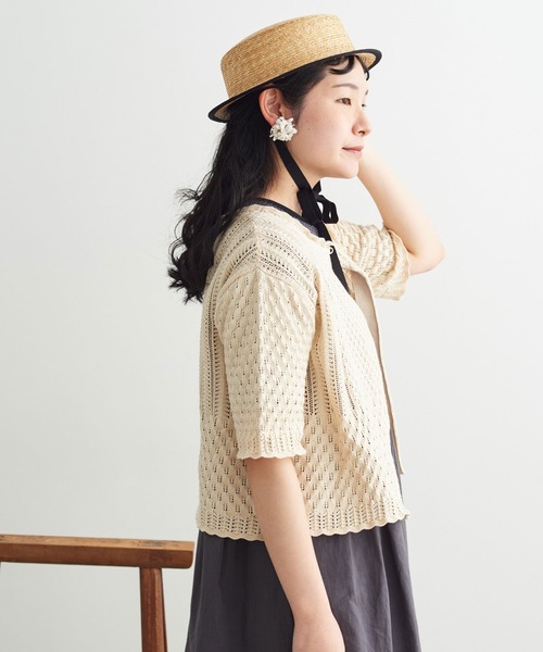 chambre de charme（シャンブルドゥシャーム）の「cdc ギリシャ綿　5分袖カーディガン（カーディガン/ボレロ・レディース・キナリ/ブラック・FREE）」の8枚目の写真