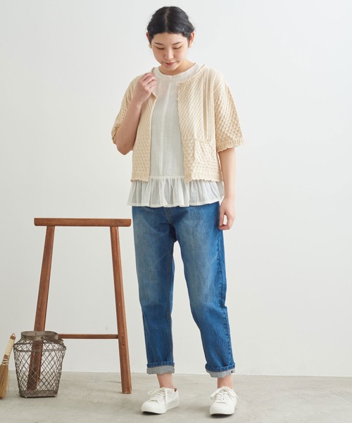 chambre de charme（シャンブルドゥシャーム）の「cdc ギリシャ綿　5分袖カーディガン（カーディガン/ボレロ・レディース・キナリ/ブラック・FREE）」の4枚目の写真