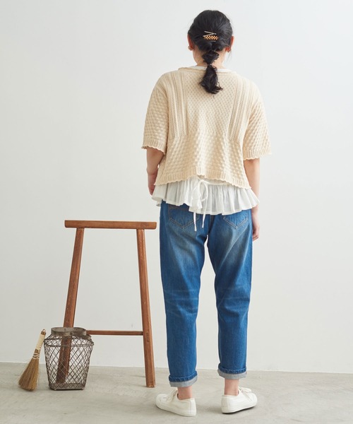 chambre de charme（シャンブルドゥシャーム）の「cdc ギリシャ綿　5分袖カーディガン（カーディガン/ボレロ・レディース・キナリ/ブラック・FREE）」の11枚目の写真