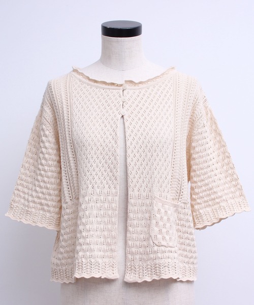 chambre de charme（シャンブルドゥシャーム）の「cdc ギリシャ綿　5分袖カーディガン（カーディガン/ボレロ・レディース・キナリ/ブラック・FREE）」の12枚目の写真