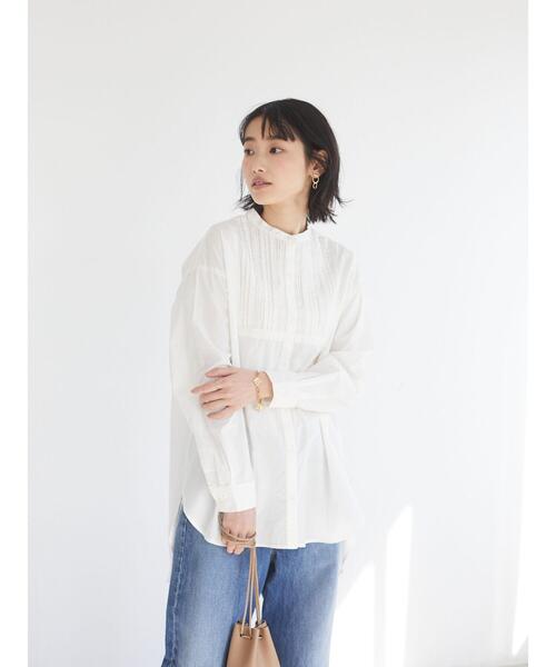 CRAFT STANDARD BOUTIQUE(クラフトスタンダードブティック)の「フロントレース前後差シャツチュニック *(シャツ/ブラウス・レディース・ブラック/オフホワイト・L/M)」の8枚目の写真