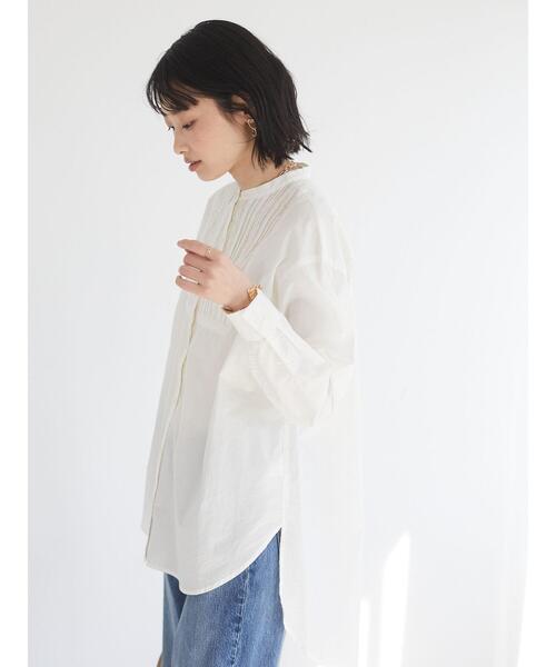 CRAFT STANDARD BOUTIQUE(クラフトスタンダードブティック)の「フロントレース前後差シャツチュニック *(シャツ/ブラウス・レディース・ブラック/オフホワイト・L/M)」の9枚目の写真