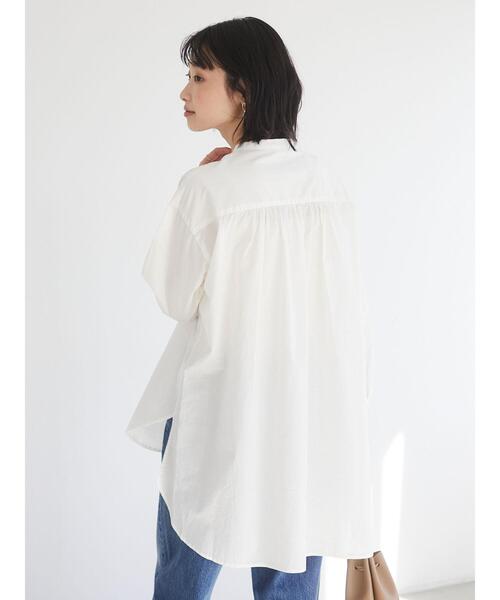 CRAFT STANDARD BOUTIQUE(クラフトスタンダードブティック)の「フロントレース前後差シャツチュニック *(シャツ/ブラウス・レディース・ブラック/オフホワイト・L/M)」の10枚目の写真