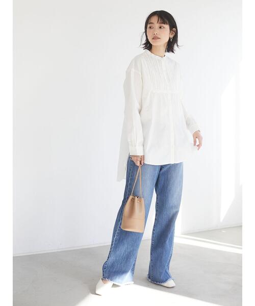 CRAFT STANDARD BOUTIQUE(クラフトスタンダードブティック)の「フロントレース前後差シャツチュニック *(シャツ/ブラウス・レディース・ブラック/オフホワイト・L/M)」の11枚目の写真