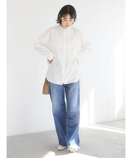 CRAFT STANDARD BOUTIQUE(クラフトスタンダードブティック)の「フロントレース前後差シャツチュニック *(シャツ/ブラウス・レディース・ブラック/オフホワイト・L/M)」の12枚目の写真