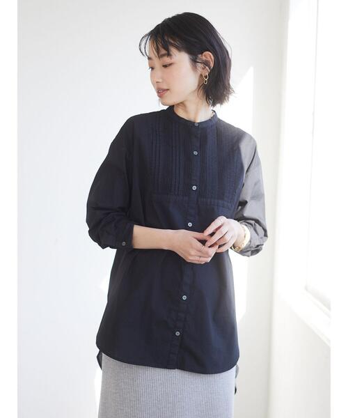 CRAFT STANDARD BOUTIQUE(クラフトスタンダードブティック)の「フロントレース前後差シャツチュニック *(シャツ/ブラウス・レディース・ブラック/オフホワイト・L/M)」の14枚目の写真