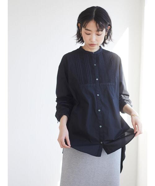 CRAFT STANDARD BOUTIQUE(クラフトスタンダードブティック)の「フロントレース前後差シャツチュニック *(シャツ/ブラウス・レディース・ブラック/オフホワイト・L/M)」の15枚目の写真