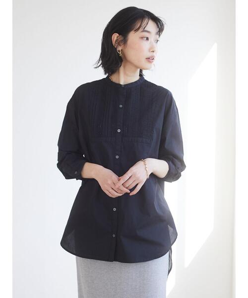 CRAFT STANDARD BOUTIQUE(クラフトスタンダードブティック)の「フロントレース前後差シャツチュニック *(シャツ/ブラウス・レディース・ブラック/オフホワイト・L/M)」の16枚目の写真