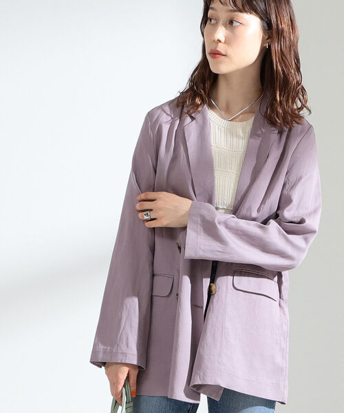 Ray BEAMS（レイビームス）の「Ray BEAMS / 麻混 4ボタン ダブル ジャケット（テーラードジャケット・レディース・ベージュ/ラベンダー・1/0）」の12枚目の写真