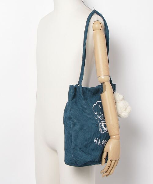SFW（エスエフダブリュー）の「春夏新作 HAPPYDAY エコバッグ トートバッグ ショルダー コーデユロイ 刺繍 キャラ 日常（トートバッグ・レディース・ホワイト/イエロー/ブルー/グリーン・FREE）」の16枚目の写真