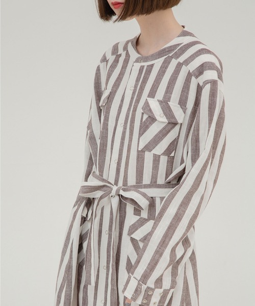 セール Nora Lily ボールドストライプリネンシャツワンピース Unisex シャツワンピース Nora Lily ノラリリー のファッション通販 Zozotown