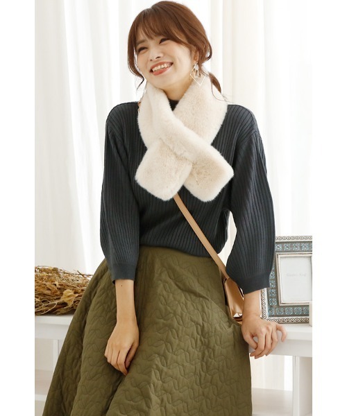 ElegChic(エレグシック)の「プチハイネックリブニットトップス(ニット/セーター・レディース・グレー/ネイビー/ベージュ・XL/4L/M)」の8枚目の写真