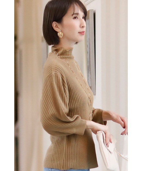 ElegChic(エレグシック)の「プチハイネックリブニットトップス(ニット/セーター・レディース・グレー/ネイビー/ベージュ・XL/4L/M)」の10枚目の写真