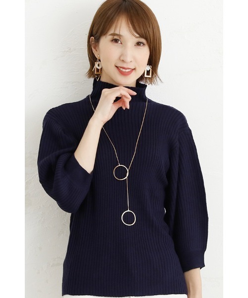 ElegChic(エレグシック)の「プチハイネックリブニットトップス(ニット/セーター・レディース・グレー/ネイビー/ベージュ・XL/4L/M)」の13枚目の写真