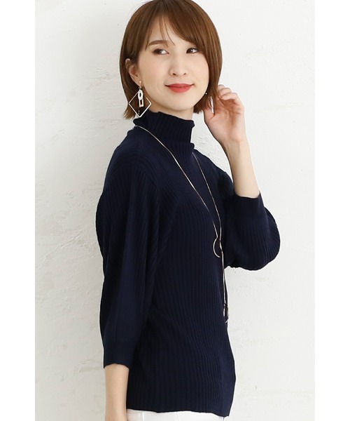 ElegChic(エレグシック)の「プチハイネックリブニットトップス(ニット/セーター・レディース・グレー/ネイビー/ベージュ・XL/4L/M)」の14枚目の写真