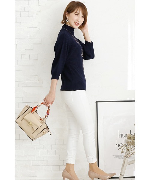 ElegChic(エレグシック)の「プチハイネックリブニットトップス(ニット/セーター・レディース・グレー/ネイビー/ベージュ・XL/4L/M)」の16枚目の写真