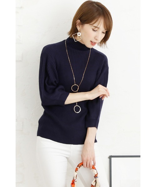 ElegChic(エレグシック)の「プチハイネックリブニットトップス(ニット/セーター・レディース・グレー/ネイビー/ベージュ・XL/4L/M)」の17枚目の写真