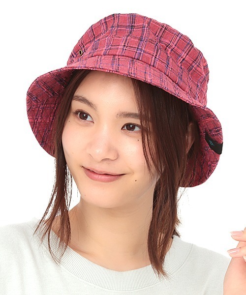 チチカカ（チチカカ）の「チェック柄バケットハット（ハット・レディース・ネイビー/レッド/ピンク・FREE）」の10枚目の写真