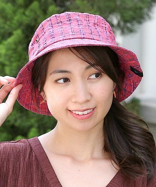 チチカカ（チチカカ）の「チェック柄バケットハット（ハット・レディース・ネイビー/レッド/ピンク・FREE）」の6枚目の写真