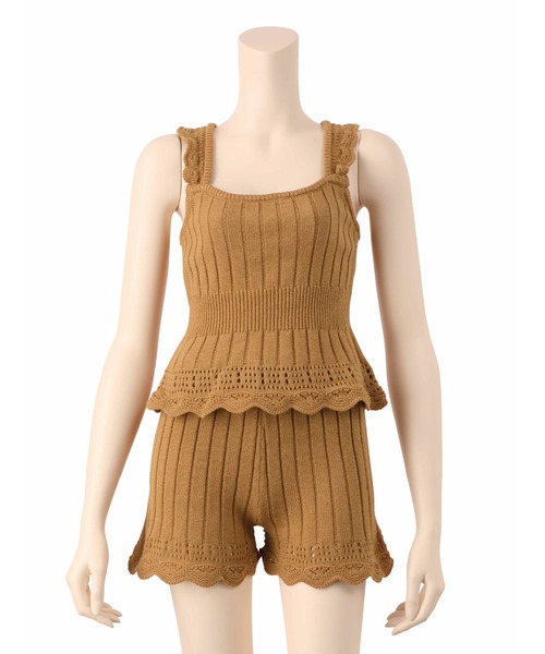 Ravijour（ラヴィジュール）の「クロシェフリル セットアップ（ルームウェア/パジャマ・レディース・黄土色系/ブラック/ベージュ・FREE）」の5枚目の写真