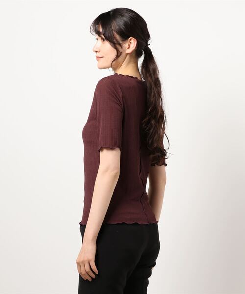 LOWRYS FARM(ローリーズファーム)の「シアーメロータイト5S 944844(Tシャツ/カットソー・レディース・ダークブラウン/ブラック/イエロー/オフホワイト・FREE)」の6枚目の写真