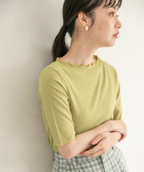 LOWRYS FARM(ローリーズファーム)の「シアーメロータイト5S 944844(Tシャツ/カットソー・レディース・ダークブラウン/ブラック/イエロー/オフホワイト・FREE)」の1枚目の写真