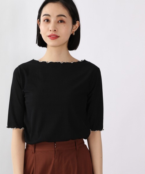 LOWRYS FARM(ローリーズファーム)の「シアーメロータイト5S 944844(Tシャツ/カットソー・レディース・ダークブラウン/ブラック/イエロー/オフホワイト・FREE)」の3枚目の写真