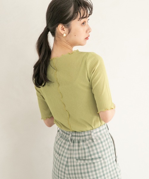 LOWRYS FARM(ローリーズファーム)の「シアーメロータイト5S 944844(Tシャツ/カットソー・レディース・ダークブラウン/ブラック/イエロー/オフホワイト・FREE)」の12枚目の写真