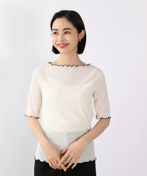 LOWRYS FARM(ローリーズファーム)の「シアーメロータイト5S 944844(Tシャツ/カットソー・レディース・ダークブラウン/ブラック/イエロー/オフホワイト・FREE)」の14枚目の写真