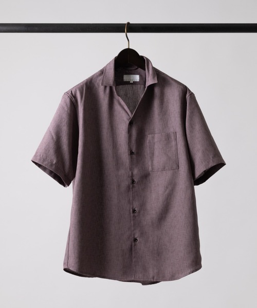 ABAHOUSE（アバハウス）の「リネンライク Vネック 半袖 シャツ（シャツ/ブラウス・メンズ・イエロー/ネイビー/ホワイト/ピンク/スモークピンク/チャコールグレー・44/46/48）」の6枚目の写真