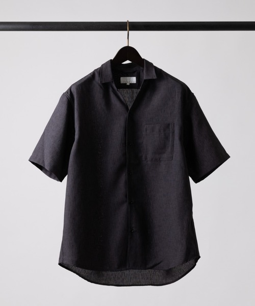 ABAHOUSE（アバハウス）の「リネンライク Vネック 半袖 シャツ（シャツ/ブラウス・メンズ・イエロー/ネイビー/ホワイト/ピンク/スモークピンク/チャコールグレー・44/46/48）」の2枚目の写真