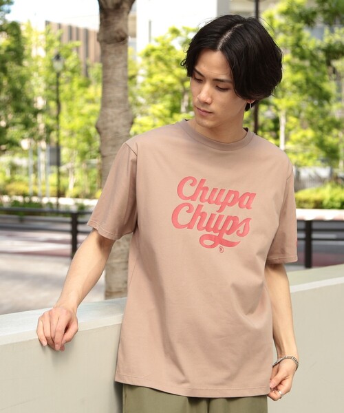 THE SHOP TK (ザ ショップ ティーケー )の「◆【SHELTECH×ChupaChups】胸プリントTシャツ(Tシャツ/カットソー・メンズ・パープル系/ブラック/ベージュ/オフホワイト・03/04/02)」の1枚目の写真