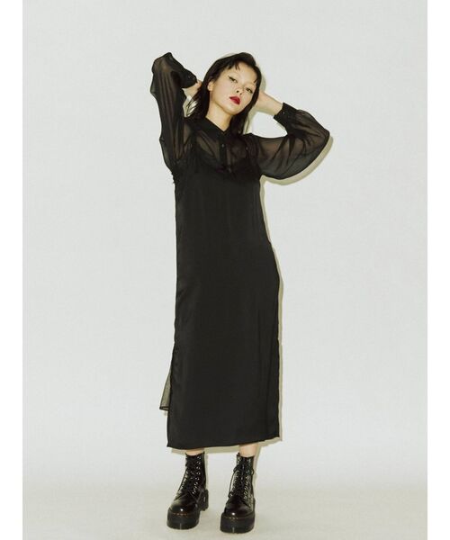 jouetie(ジュエティ)の「レイヤードランジェリーワンピース(ワンピース・レディース・ブラック/オレンジ/グリーン・MEDIUM)」の7枚目の写真