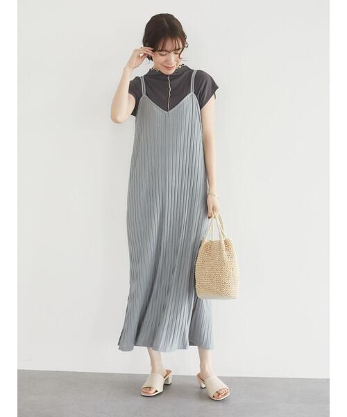 Green　Parks（グリーンパークス）の「ワッシャーカットキャミワンピース＊（ワンピース・レディース・チャコールグレー/ベージュ/グリーン・FREE）」の8枚目の写真