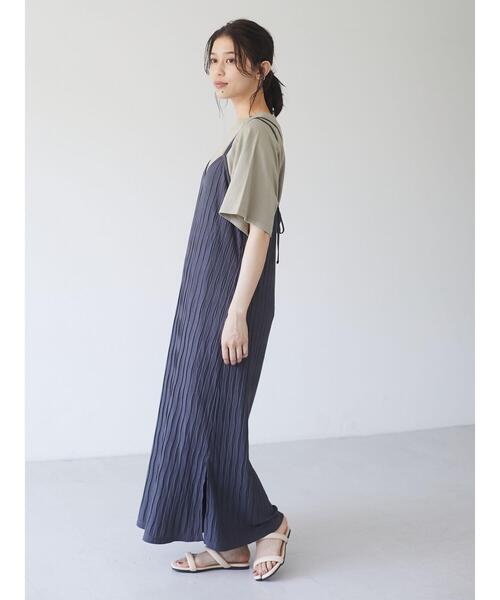 Green　Parks（グリーンパークス）の「ワッシャーカットキャミワンピース＊（ワンピース・レディース・チャコールグレー/ベージュ/グリーン・FREE）」の9枚目の写真