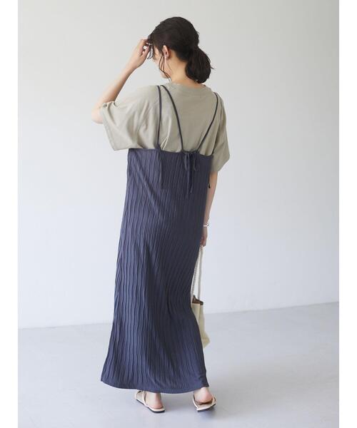 Green　Parks（グリーンパークス）の「ワッシャーカットキャミワンピース＊（ワンピース・レディース・チャコールグレー/ベージュ/グリーン・FREE）」の10枚目の写真