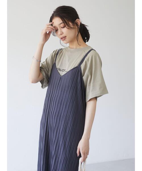 Green　Parks（グリーンパークス）の「ワッシャーカットキャミワンピース＊（ワンピース・レディース・チャコールグレー/ベージュ/グリーン・FREE）」の11枚目の写真