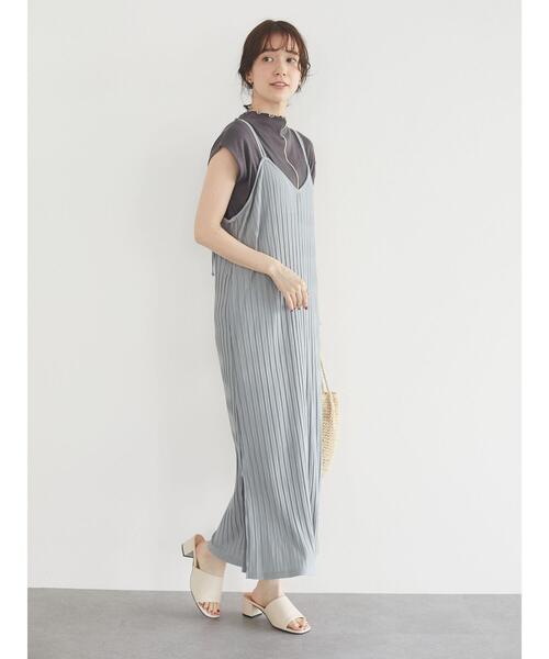 Green　Parks（グリーンパークス）の「ワッシャーカットキャミワンピース＊（ワンピース・レディース・チャコールグレー/ベージュ/グリーン・FREE）」の14枚目の写真