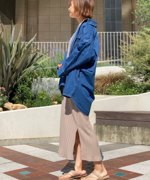 Green　Parks（グリーンパークス）の「ワッシャーカットキャミワンピース＊（ワンピース・レディース・チャコールグレー/ベージュ/グリーン・FREE）」の5枚目の写真