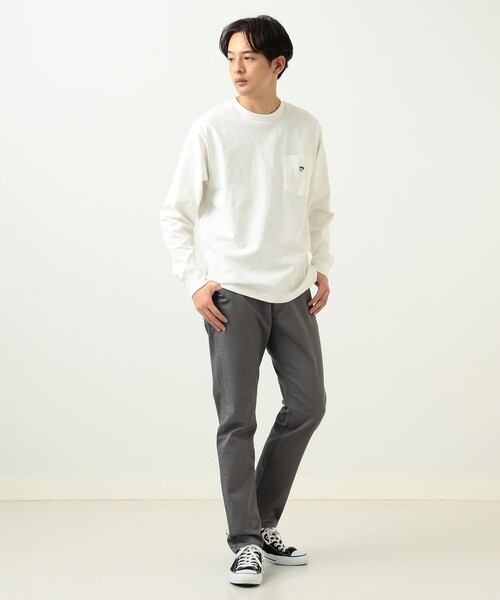 BEAMS HEART（ビームスハート）の「BEAMS HEART / コーヒー刺繍 ロングスリープ Tシャツ（Tシャツ/カットソー・メンズ・ホワイト/オリーブ/ブルー系その他/ネイビー/その他・MEDIUM/LARGE/X-LARGE/SMALL）」の6枚目の写真