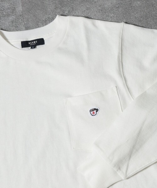 BEAMS HEART（ビームスハート）の「BEAMS HEART / コーヒー刺繍 ロングスリープ Tシャツ（Tシャツ/カットソー・メンズ・ホワイト/オリーブ/ブルー系その他/ネイビー/その他・MEDIUM/LARGE/X-LARGE/SMALL）」の11枚目の写真