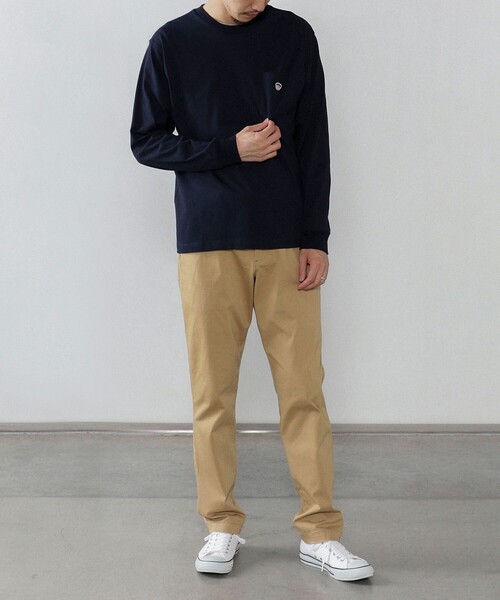 BEAMS HEART（ビームスハート）の「BEAMS HEART / コーヒー刺繍 ロングスリープ Tシャツ（Tシャツ/カットソー・メンズ・ホワイト/オリーブ/ブルー系その他/ネイビー/その他・MEDIUM/LARGE/X-LARGE/SMALL）」の16枚目の写真