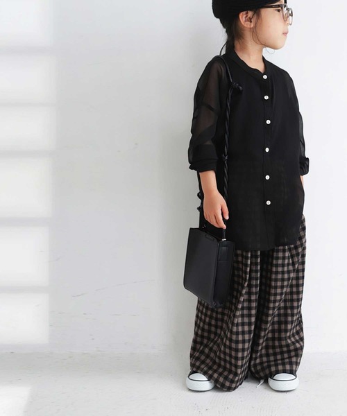 antiqua(アンティカ)の「ナチュラルチェックワイドパンツ(その他パンツ・キッズ・ブラウン系その他・4/6/3/5)」の5枚目の写真